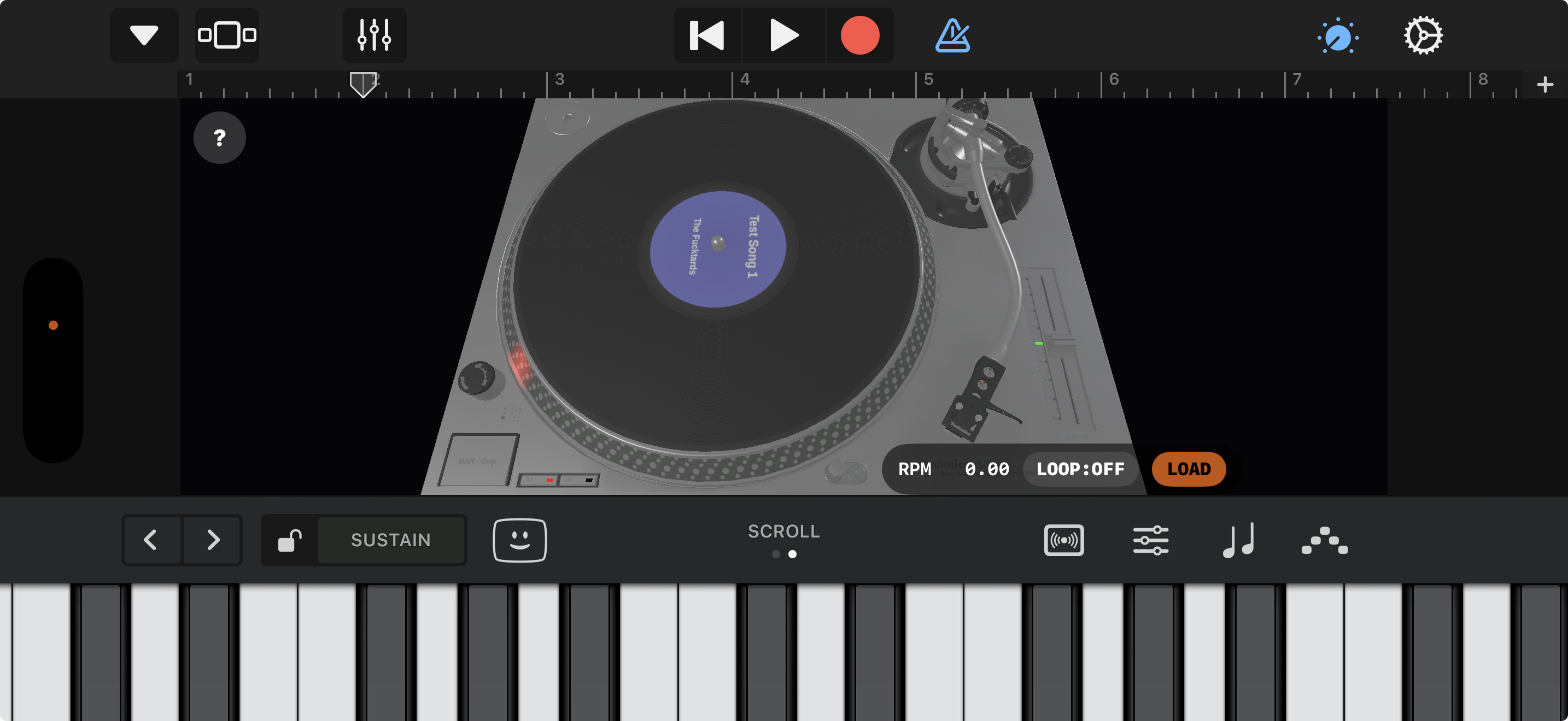 dSL1200 AUv3 — turntable plugin loaded in GarageBand iOS